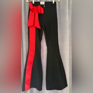 VALENTINES DAY!
Judith March Elegant Black Flared Pants with Red Bow Accent